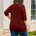 thumbnail image 4 of Women's Plus Size 3/4 Length Sleeve Round Neck Tee Shirt with Pockets Casual Spring Summer Basic Solid Loose Tunic Tops, 4 of 7