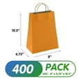 thumbnail image 2 of Orange Kraft Paper Bags with Handles Bulk, 8 x 4.75 x 10.5 Inch. Pack of 250 Kraft Paper Gift Bags with Handles. 150 GSM Kraft Bag, 2 of 7