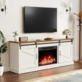 thumbnail image 2 of Kullavik Fireplace TV Stand with Sliding Barn Door for TVs up to 75",Media Entertainment Center Console Table w/24 inch Fireplace,Storage Cabinets,Adjustable Shelves for Living Room,White, 2 of 8