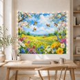 thumbnail image 5 of Wildflowers and Birds with Pink Blossoms on Rolling Hills, Serene Illustration for Nature Lovers, Vibrant Countryside Art, Housewarming Gift, Tapestry Wall Hanging for Living Room and Bedroom, 5 of 7
