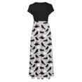 thumbnail image 4 of TIMIFIS Robe Maxi d'Halloween pour Femme à Manches Courtes, Col Ras du Cou, Taille Haute, Longue et Fluide, Robe Tendance à Motif pour Fête, Robe d'Automne Automne/hiver, 4 of 5