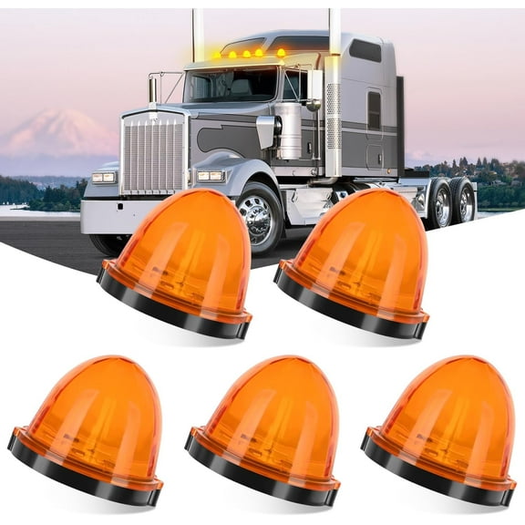 Nilight Cab Roof Marker Light 5 Pcs 18 Led Amber Top Clearance Indicator Light Waterproof Surface Mount Running Light for Heavy Duty Trucks Trailer Camper RV Tractor