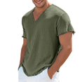 thumbnail image 3 of ZHOGXU Fashion Loose Fit V Neck Short Sleeve Lightweight Men's T Shirts Comfortable Everyday Wear, 3 of 3