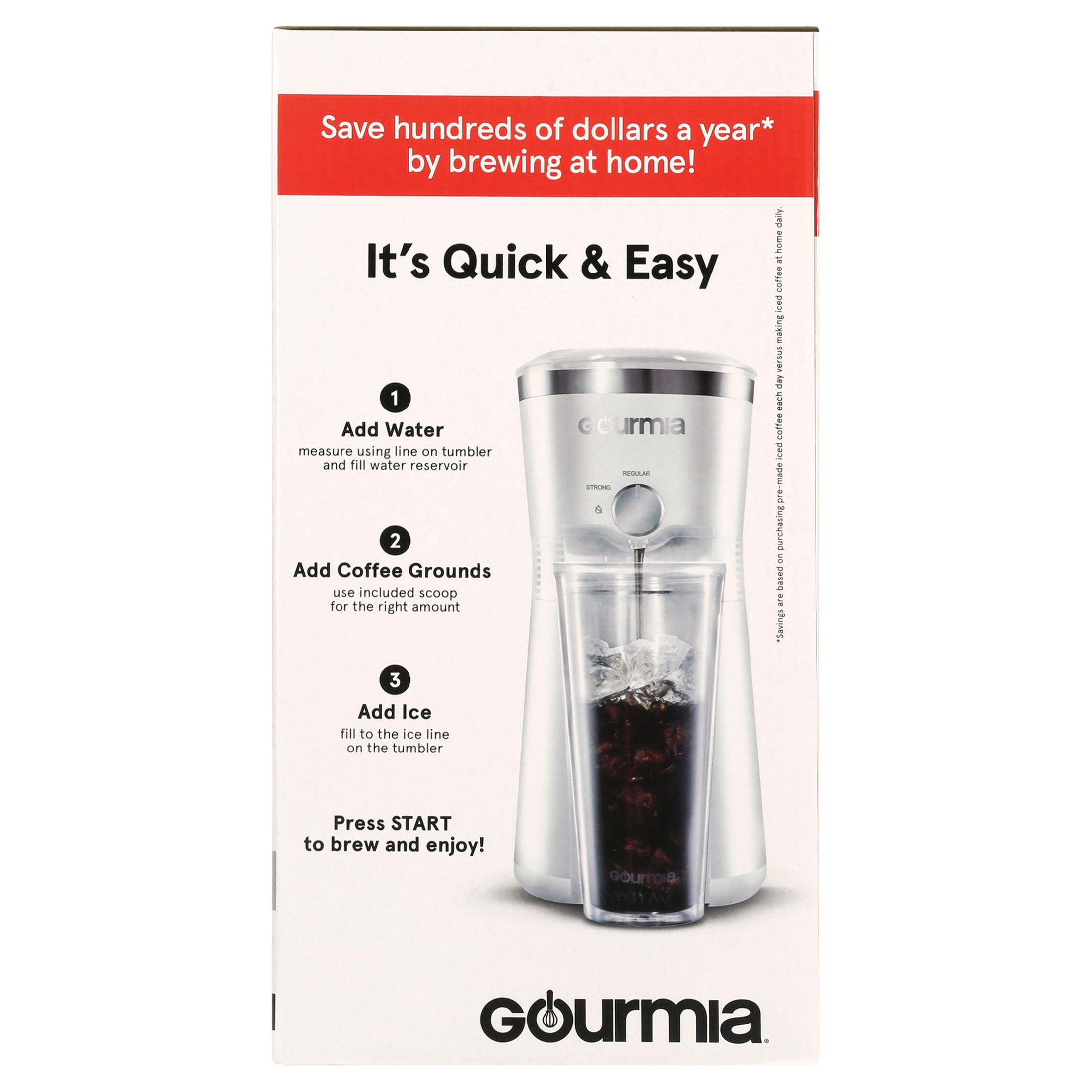 Gourmia Iced Coffee Maker with 25 fl oz. Reusable Tumbler, White - image 10 of 11