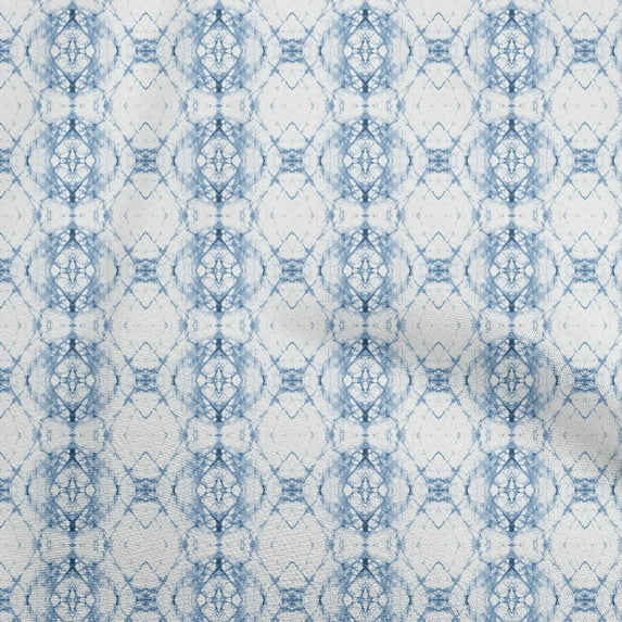 oneOone Cotton Poplin Medium Blue Fabric Asian Batik Floral Sewing Craft Projects Fabric Prints By Yard 42 Inch Wide