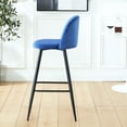 thumbnail image 2 of 2pcs Velvet Bar Stool , Modern Counter Height Chair With Back. Metal Legs & Footrests. Blue Fabric Seat. Easy Assembly For Kitchen Island Of 2, Chair. Frame Footrest. Seat Cover., 2 of 3