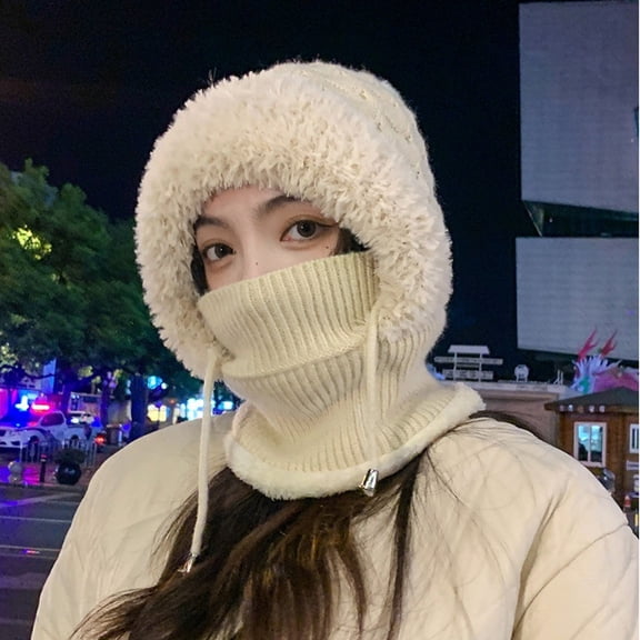 Knitted Hat For Women In Autumn And Winter With Thickened Ear Wool Hat Outdoor Cold Big Head Suitable For Warm Hats Scarf Gloves Boys Scarf Hat Gloves Set Women Gloves Scarf Set for Girls Hat Gloves