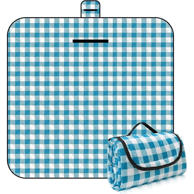 Picnic Blanket Waterproof Washable 200x200cm, Foldable Beach Mat, Large Picnic Blanket with Carry Handle, Machine Washable for Outdoor, Camping Blanke