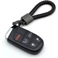 thumbnail image 2 of Llavero Universal de cuero negro para coche, llavero de Metal, correa tejida, llavero de cuerda trenzada para hombres y mujeres, anillo en D y destornillador, 2 of 5