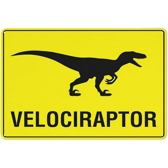 Velociraptor Sign Warning Tin Sign Home Kitchen Farm Garden Garage Wall Decor 8x12 InchInch