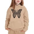 thumbnail image 4 of Likimi Toddler Kids Girls Hoodies With Pocket Hooded Butterfly Print Sweatshirt For Girls Long Sleeve Autumn Winter Soft Warm Pullover Khaki Size 12-13 Years, 4 of 4