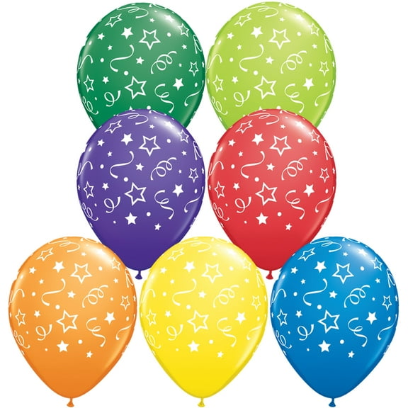 Qualatex Stars, Dots & Confetti Around 11" Graduation Latex Balloons, 50 CT, Assorted