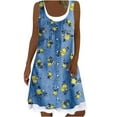 thumbnail image 2 of Baikeli Liquidation Robes d'Été Robes Mini pour Femmes Décontractées Sans Manches Robe Soleil Tenues à Imprimé Floral Jolies Robes Boutonnées Robe à Col Rond Robes de Vacances pour Femmes, 2 of 5