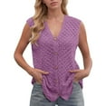thumbnail image 5 of Posijego Sweater Vest for Women Sleeveless Summer V Neck Button down Shirts Crochet Knit Tank Tops, 5 of 7