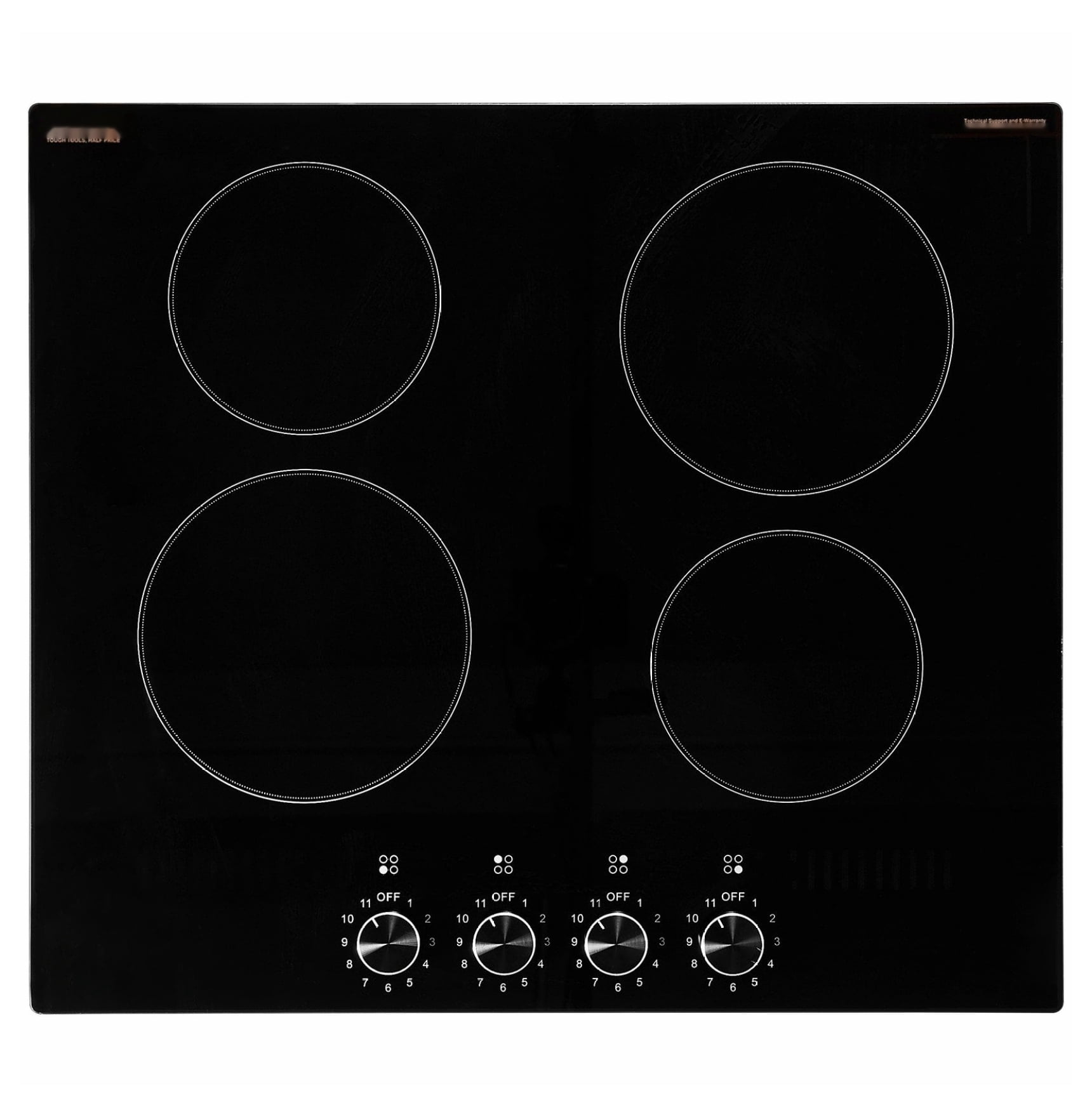 Electric Cooktop 4 Burners 23.2x20.5 inch, Ceramic Radiant Cooktop Built-in, 6000W Professional Stove with 11 Level Control, Stainless Steel