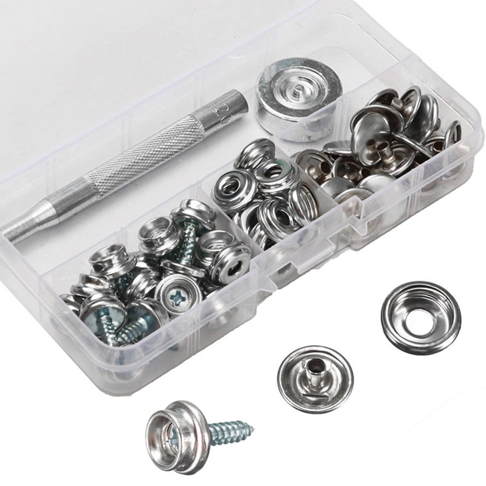 Willstar 62pcs Stainless Steel Canvas to Screw Press Stud Snap Boat