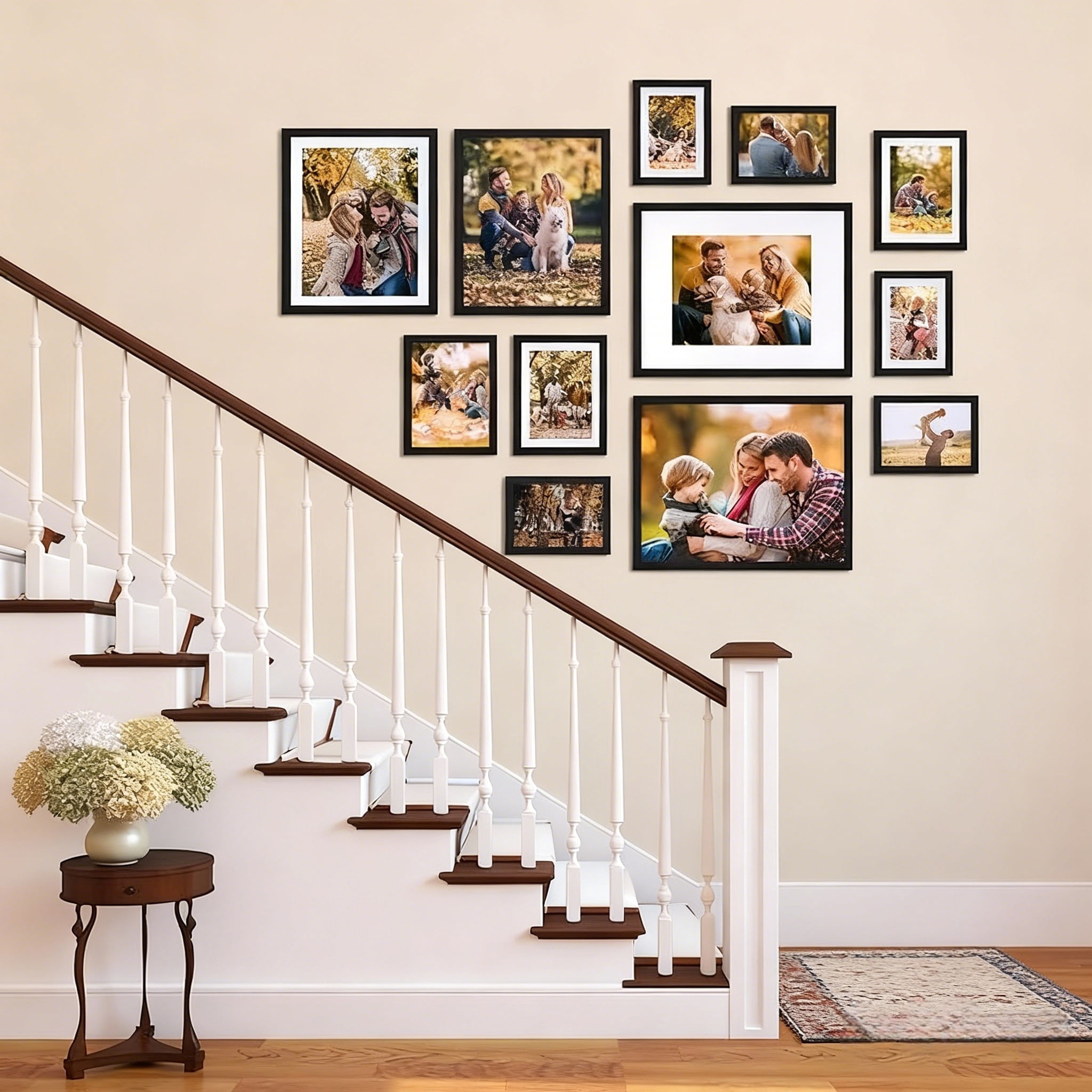15Pack 5x7 Picture Frames, Display 5 by 7 Photos with Mat or 6x8 Photos without Mat, Multi Frames Bulk for Wall, Tabletop Ecor, Black