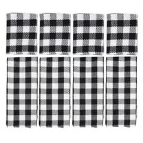Black Buffalo Check Kitchen Towels And Dishcloths Set White and Black Plaid 100% Cotton 8 Piece