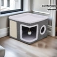 thumbnail image 2 of Foldable 2-Tier Luxury Cat House with Scratching Post & Toy Tunnel, 2 of 13