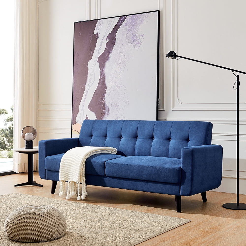 Kepooman 79" Mid-Century Modern Velvet Fabric Loveseat Sofa Couch Bed for Living Room, Bule Kepooman 79" Mid-Century Modern Velvet Fabric Loveseat Sofa Couch Bed for Living Room, Bule