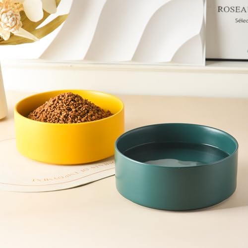 6'' Ceramic Dog Bowl - 30Oz Classic Dogs Food & Water Bowl for Small and Medium Breed Dogs, Heavy Duty Non-Slip Dog Dishes, Food Grade Stoneware Pet Bowl, Dishwasher & Microwave Safe, Green