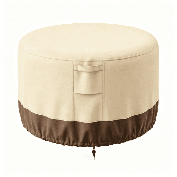 XENAKY Fire Pit Cover Round,100% Waterproof Round Patio Fire Bowl Cover,Outdoor Heavy Duty Gas Firepit Table Covers with Air Vent and Handle, Fire Pit Cover 100% Waterproof