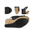 thumbnail image 2 of BLISSFUL STEP Women's Shoes Lace Platform Wedge Slingback Open Toe Buckle Sandals  Black 8, 2 of 6