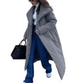thumbnail image 2 of Women'S Long Quilted Coats Long Sleeve Stand Collar Padded Coats Jacket Outerwear with Pockets Dark Gray S, 2 of 9