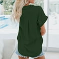 thumbnail image 6 of Ecqkame Womens Shirts Fashion Loose Causal Button Short Sleeve Lapel Solid Color Tops Womens Summer Tops Green XXXL, 6 of 6