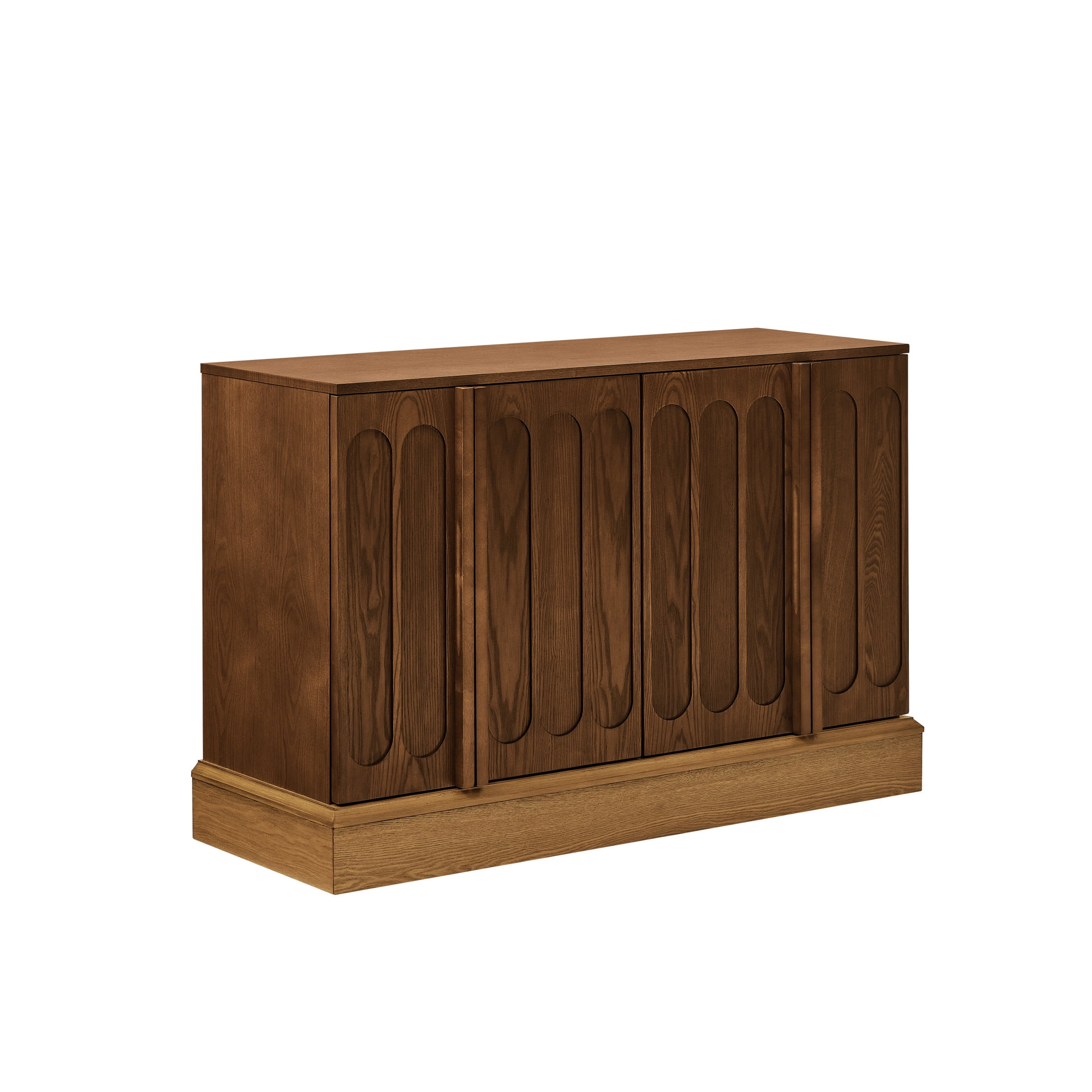 GDF Studio 44.8" Mid Century Modern Fluted Sideboard Cabinet with Adjustable Shelves, Walnut+Natural