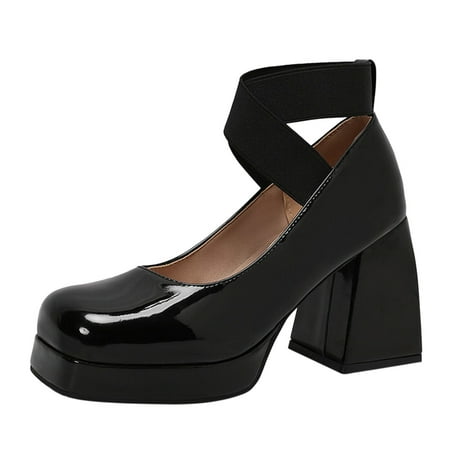 

Gzea Women s Dress Sandals Ladies Casual Single Shoes Heeled Elasticated Square Head High Heels Sandals Heeled Shoes Summer Sandals Black 41
