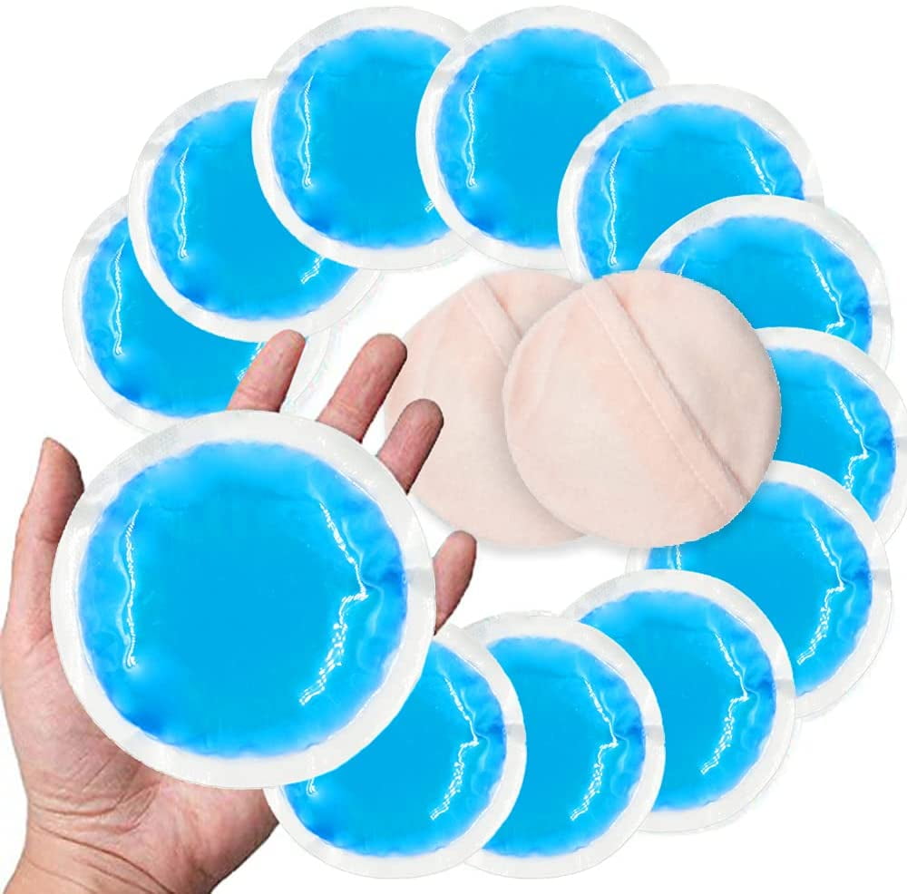 SNL Quality Hot & Ice Packs 6 Gel Packs Reusable Round Soft Fabric Backing  for Breastfeeding Pain Relief First Aid - Includes: Wrap Sleeve for  Hands-Free Application Storage Bag