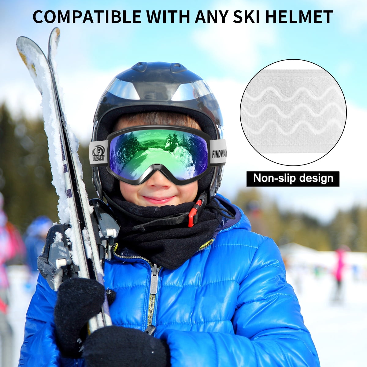 Findway Gafas Esqui Niño Mascara Esqui Niño Gafas de Esqui Niño Niña OTG  Ajustable para Niños Anti-Niebla Protección UV Compatible con Casco para  Esquiar Snowboard (Lente Argentado (VLT 21%)) : : Deportes