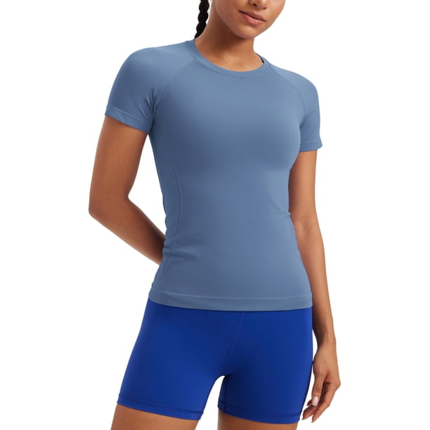 Remera CRZ YOGA sin costuras de manga corta transpirable azul M