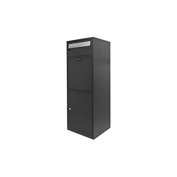 Large Steel Freestanding Floor Parcel Package Drop with Locking Letterbox Drop Mail Box with Multi Compartments, Black