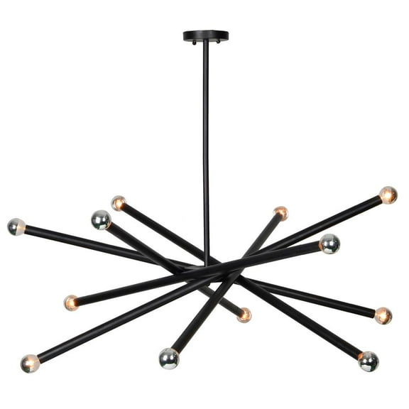 Renwil Clemente 12-Light Hardwired Modern Metal Ceiling Fixture in Black