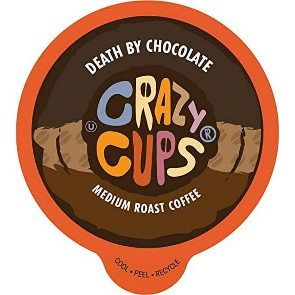 Crazy Cups Flavored Coffee for Keurig K-Cup Machines, Death by Chocolate, Hot or Iced Drinks, 22 Single Serve, Recyclable Pods