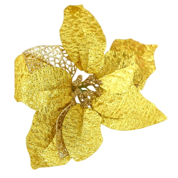 Árbol de Navidad Flor artificial Wosthever 22 cm Decorativo Brillante Oro