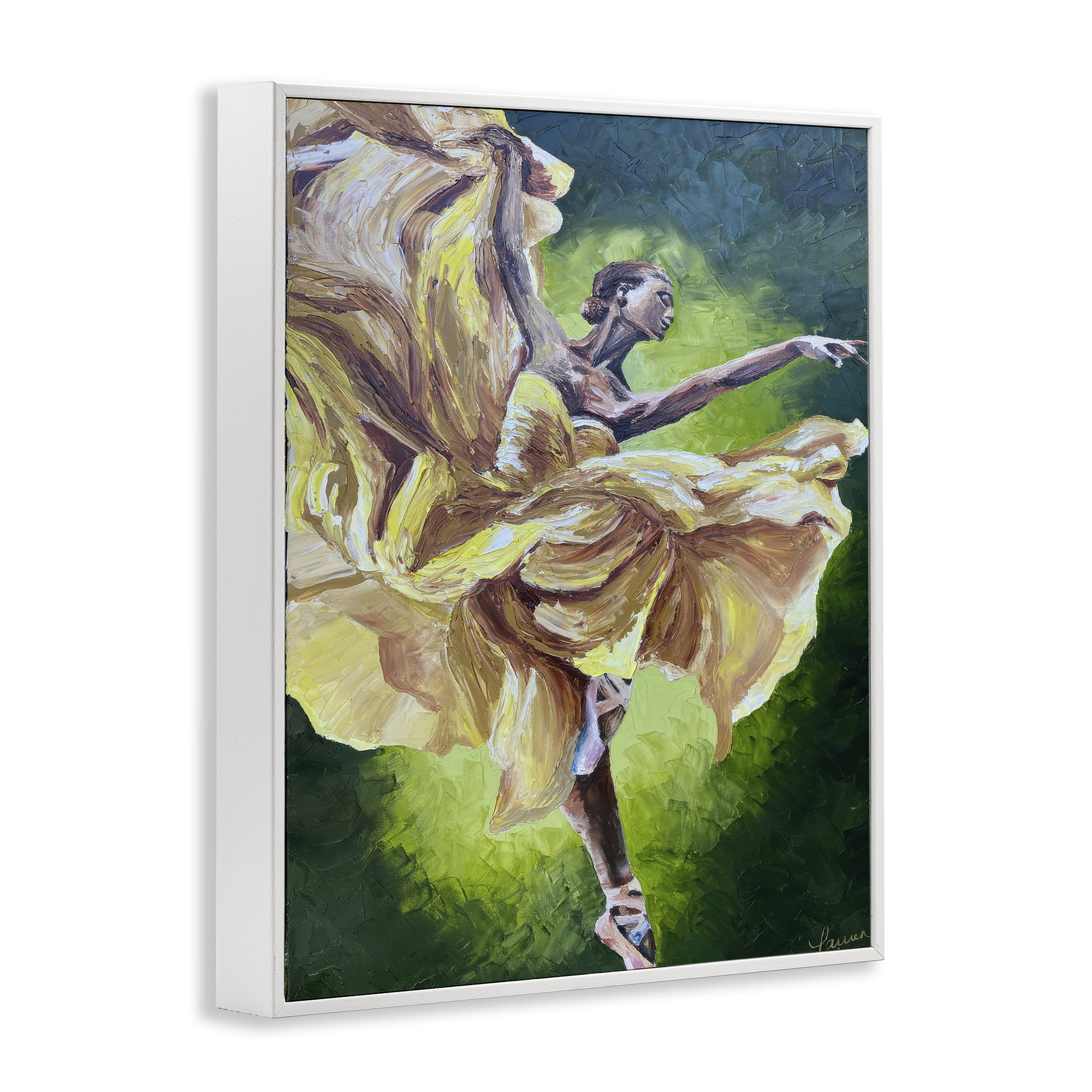 Stupell Industries Primavera Ballet Dancer White Framed Giclee Art, design by Lauren Luna