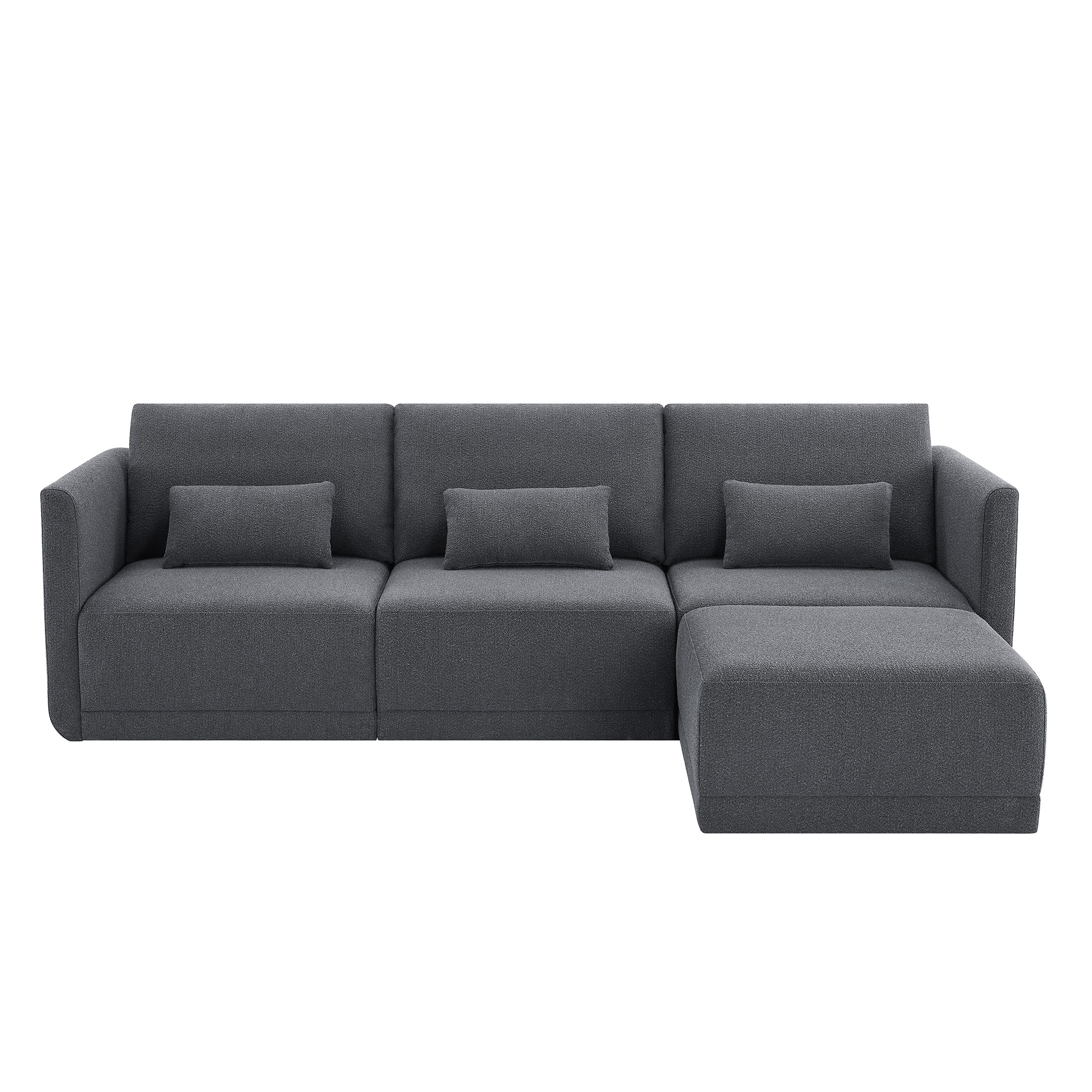 Beautiful Drew Modular Sectional Sofa with Ottoman by Drew Barrymore, Charcoal