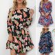 thumbnail image 2 of Vestido a media pierna elegante informal de manga larga con cuello redondo y estampado floral de mod Abanopi XX-grande, 2 of 7