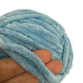 thumbnail image 2 of Troyarn Velvet Star, Silvery Glitter Chenille Baby Blanket Yarn Amigurumi Yarn for Crocheting and Knitting Super Bulky 100 gr (120 yds) Length: 110 m (10411 - Light Blue, 1 Skein), 2 of 8
