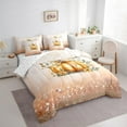 thumbnail image 3 of Manfei Teens Autumn Pumpkin Twin Bedding Sets 7-Piece, Vintage Princess Ribbon Bow Bedding Comforter Set, Fashion Sequin Print Reversible Sheet Sets, Luxury Bedroom Decor, 3 of 7