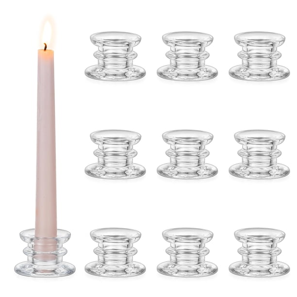 Set de Portavelas de Vidrio Glasseam para Velas Cónicas, Transparente, 10 piezas