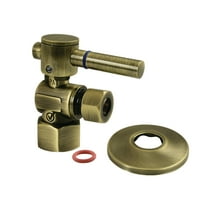 Kingston Brass CC43103DLK 1/2" FIP x 3/8" O.D. Comp Quarter-Turn Angle Shut-Off Valve with Flange, Antique Brass