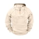 thumbnail image 1 of Ceisia Men's Solid Color Raglan Half-Zip Multi-Pocket Hooded Sweatshirt Khaki M Gifts, 1 of 6
