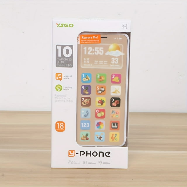 LNGOOR 18-Button Interactive Learning Phone - Teaches English Math Fruits Colors and Music with Rechargeable Lithium-Polymer Battery and USB Charging