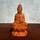 thumbnail image 3 of Rosewood carved Guanyin Bodhisattva statue seated on a lotus throne, solid wood carving, for home worship, Guanyin Buddha statue craftsmanship., 3 of 3