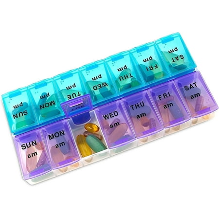 MEDca Weekly Pill Organizer, Twice-a-Day, 1 Pill Organizer, Plastic - Multicolor