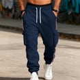 thumbnail image 2 of Men’s Casual Drawstring Waist Cargo Jogger Pants with Side Pockets and Elastic Cuffs Athletic Fit Track Bottoms, 2 of 5